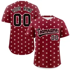 Crimson White Polka Dot Graffiti Authentic Baseball Jersey