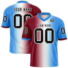 Crimson White-Powder Blue Gradient Football Jersey 1