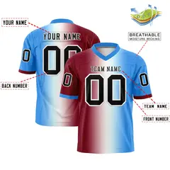 Crimson White-Powder Blue Gradient Football Jersey 2