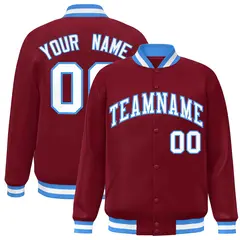 Crimson White-Powder Blue Varsity Full-Snap Letterman Jacket 1