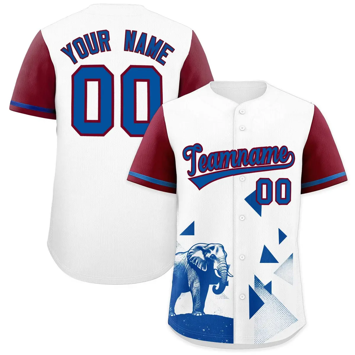 Crimson White Raptor Series Raglan Wrinkle-Resistant Baseball Jersey