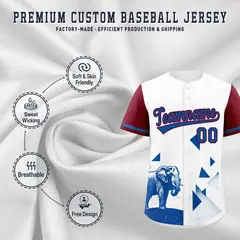 Crimson White Raptor Series Raglan Wrinkle-Resistant Baseball Jersey 3