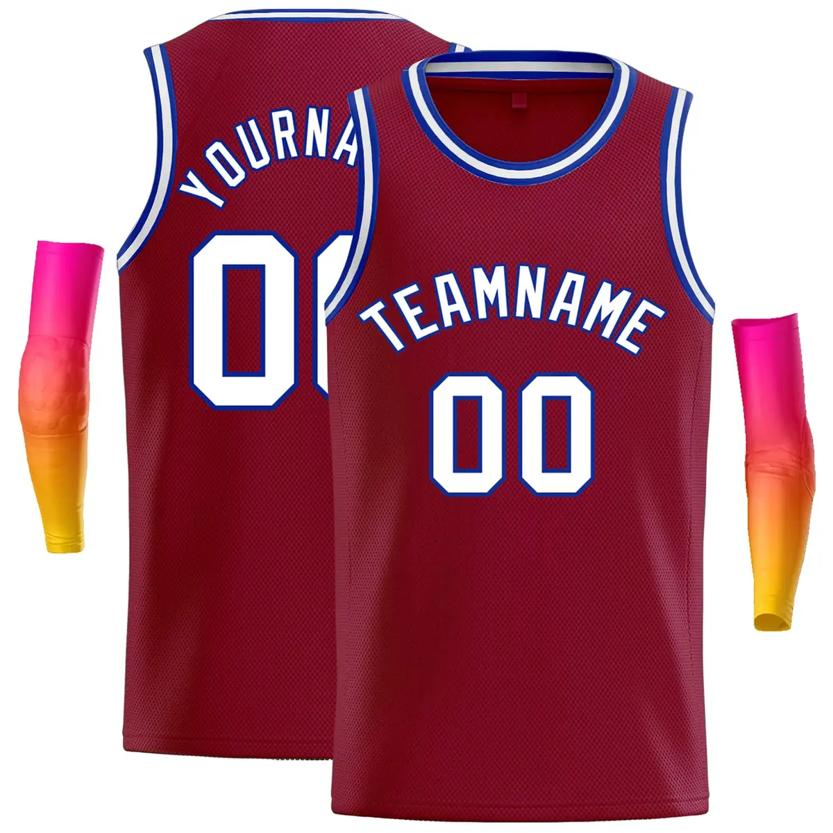 Crimson White-Royal Classic Casual Basketball Jersey
