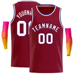 Crimson White-Royal Classic Casual Basketball Jersey