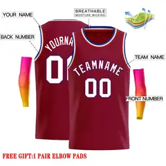 Crimson White-Royal Classic Casual Basketball Jersey 2