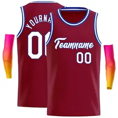 Crimson White-Royal Classic Casual Basketball Jersey