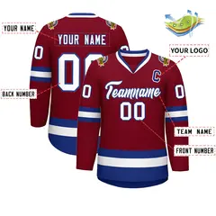 Crimson White-Royal Classic Hockey Jersey 2