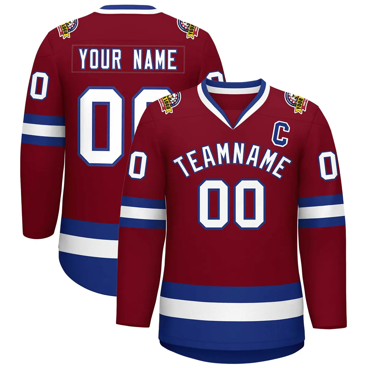 Crimson White-Royal Classic Hockey Jersey