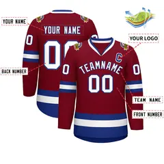 Crimson White-Royal Classic Hockey Jersey 2