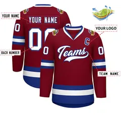 Crimson White-Royal Classic Hockey Jersey 2