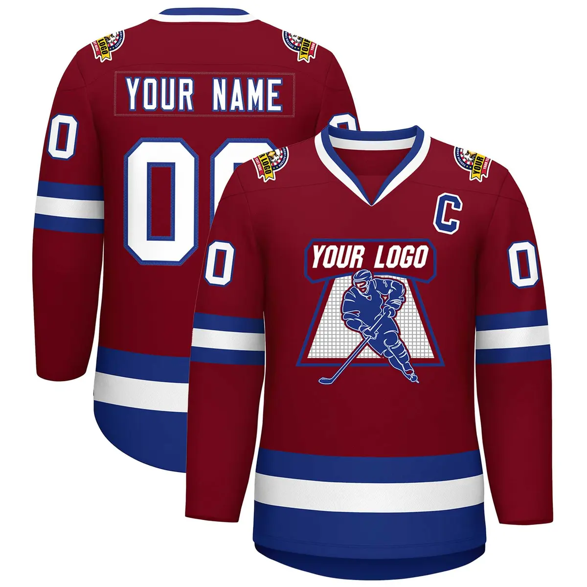 Crimson White-Royal Classic Hockey Jersey
