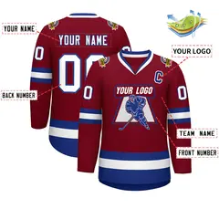 Crimson White-Royal Classic Hockey Jersey 2