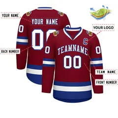 Crimson White-Royal Classic Hockey Jersey 2