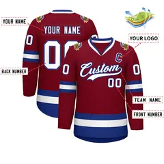 Crimson White-Royal Classic Hockey Jersey 2