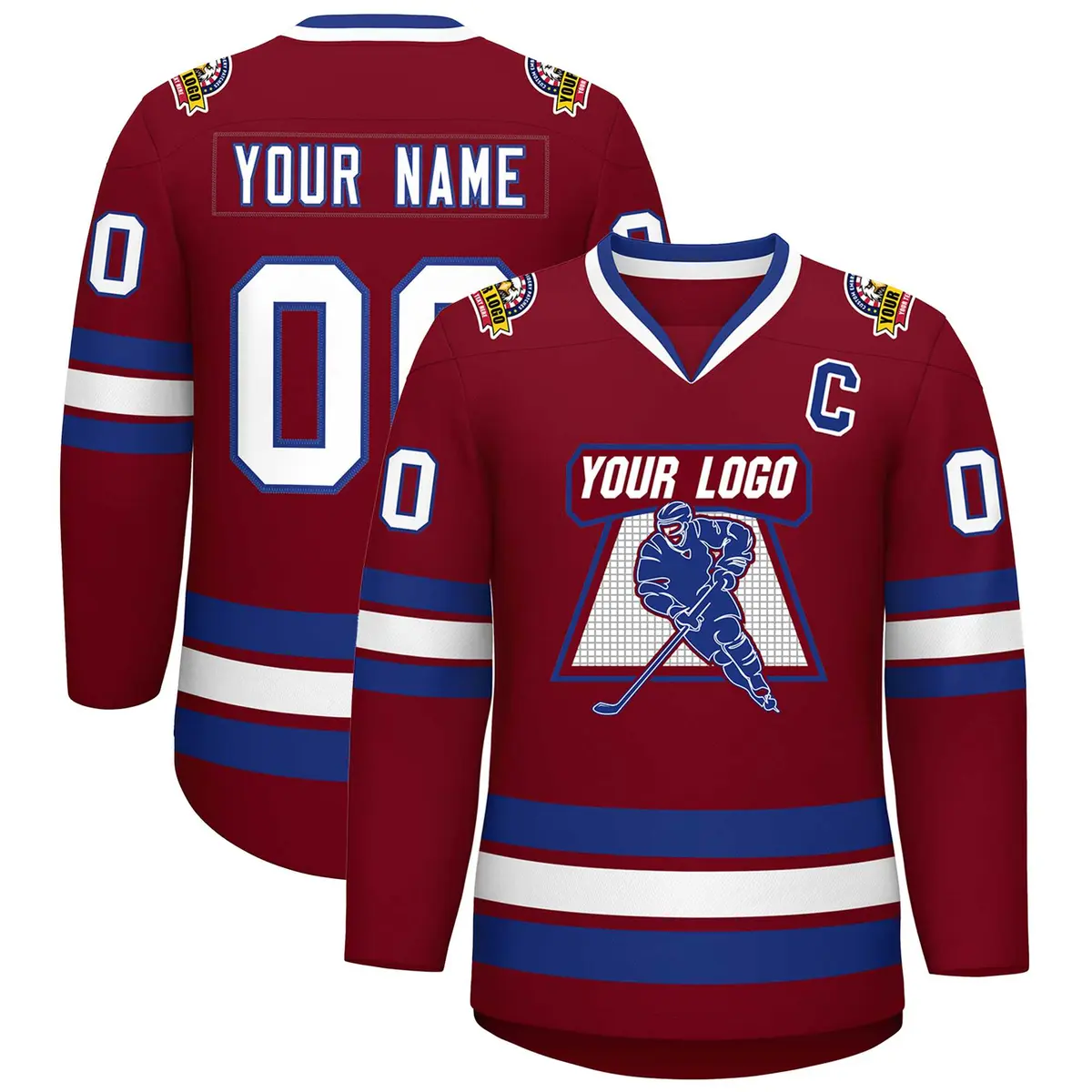 Crimson White-Royal Classic Hockey Jersey