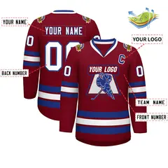 Crimson White-Royal Classic Hockey Jersey 2