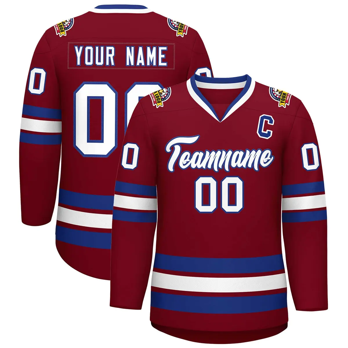 Crimson White-Royal Classic Hockey Jersey