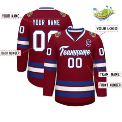 Crimson White-Royal Classic Hockey Jersey 2