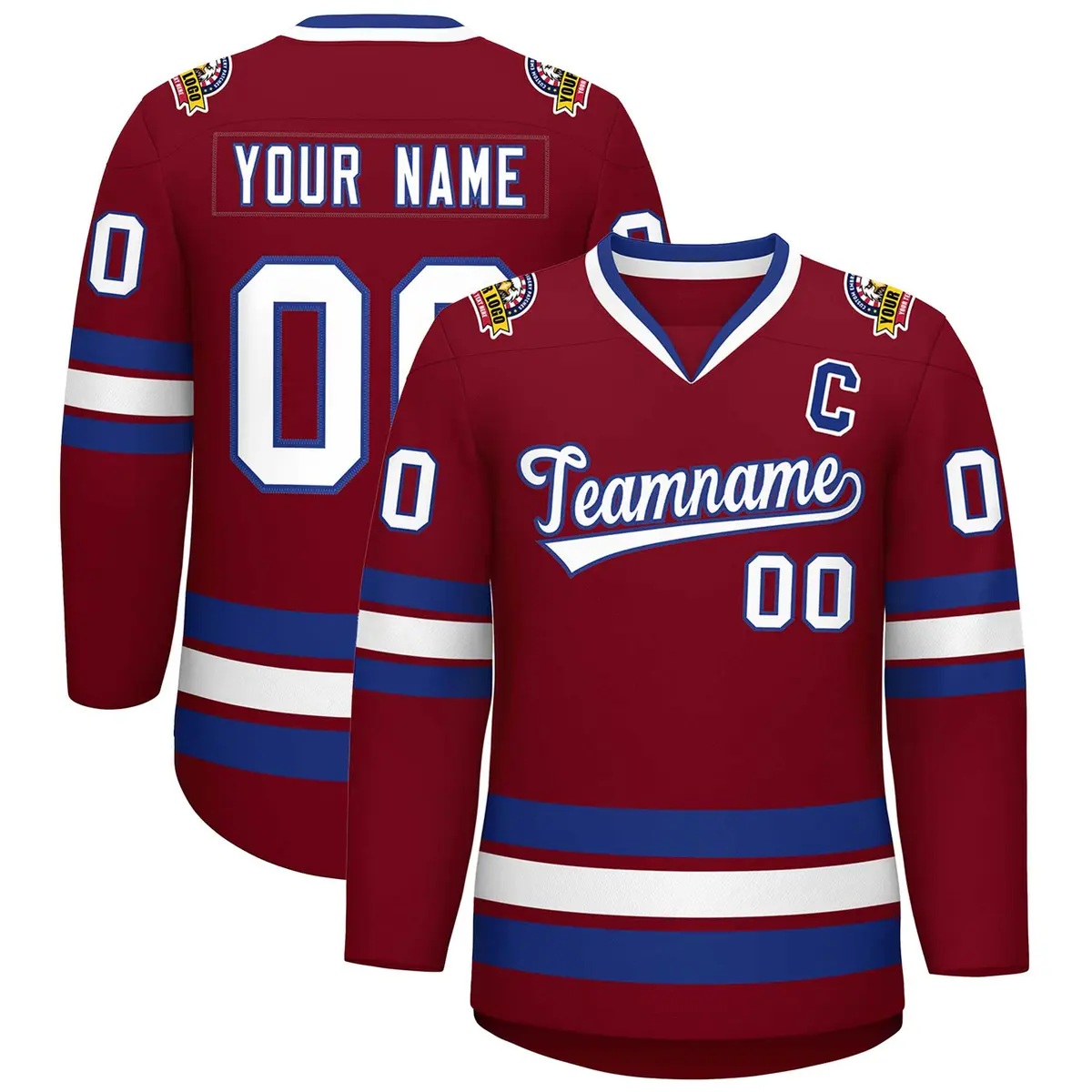 Crimson White-Royal Classic Hockey Jersey