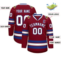 Crimson White-Royal Classic Hockey Jersey 2
