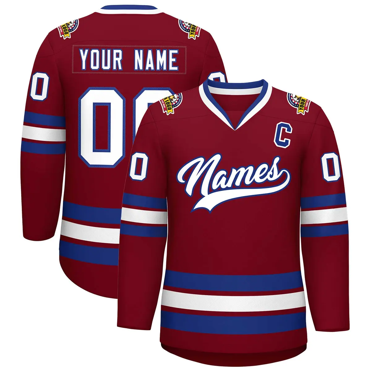 Crimson White-Royal Classic Hockey Jersey