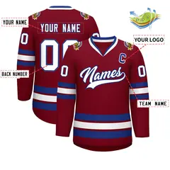 Crimson White-Royal Classic Hockey Jersey 2