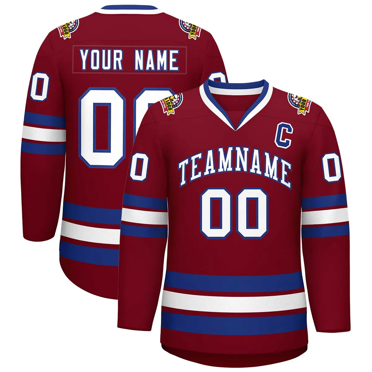 Crimson White-Royal Classic Hockey Jersey