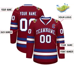 Crimson White-Royal Classic Hockey Jersey 2