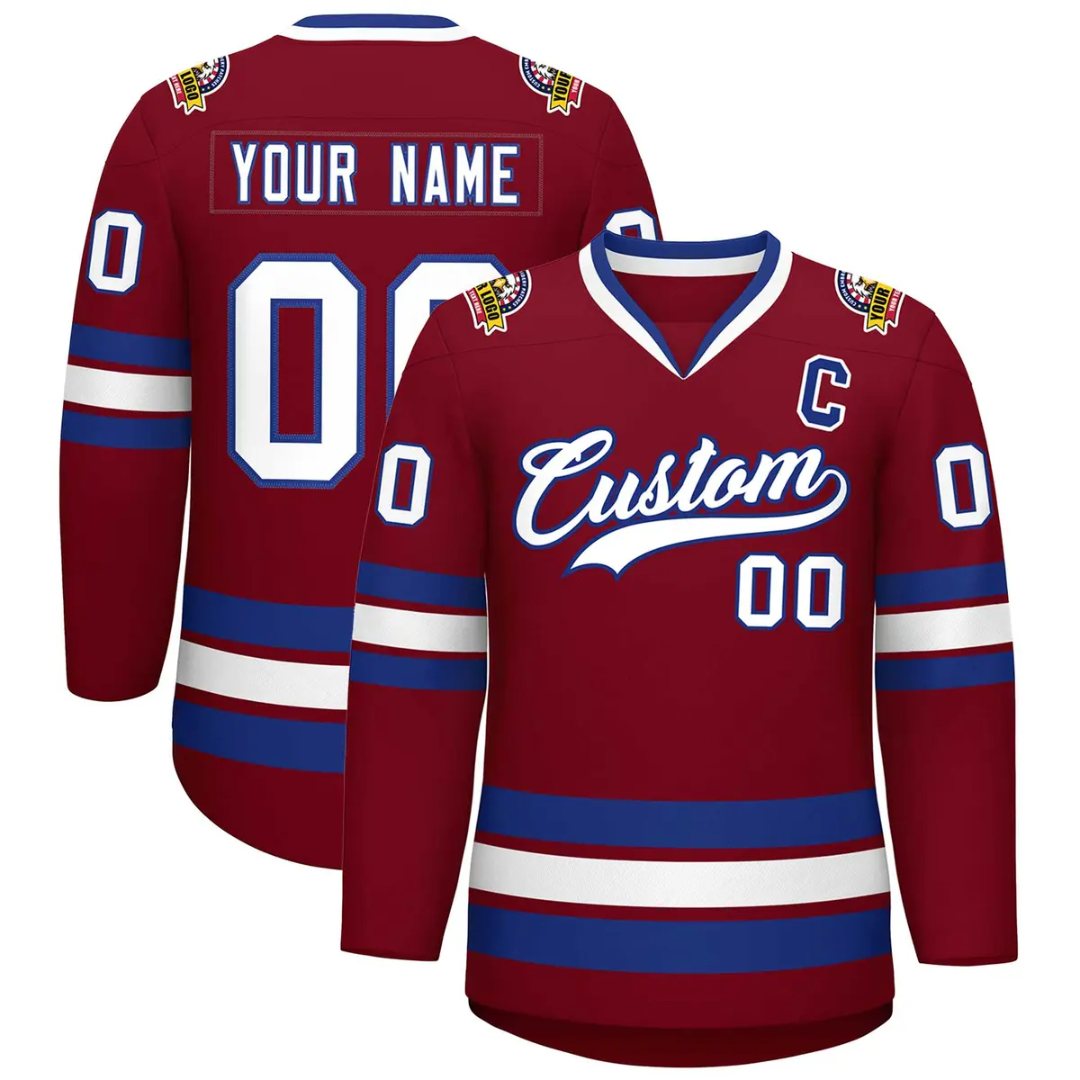 Crimson White-Royal Classic Hockey Jersey