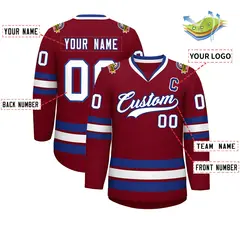 Crimson White-Royal Classic Hockey Jersey 2