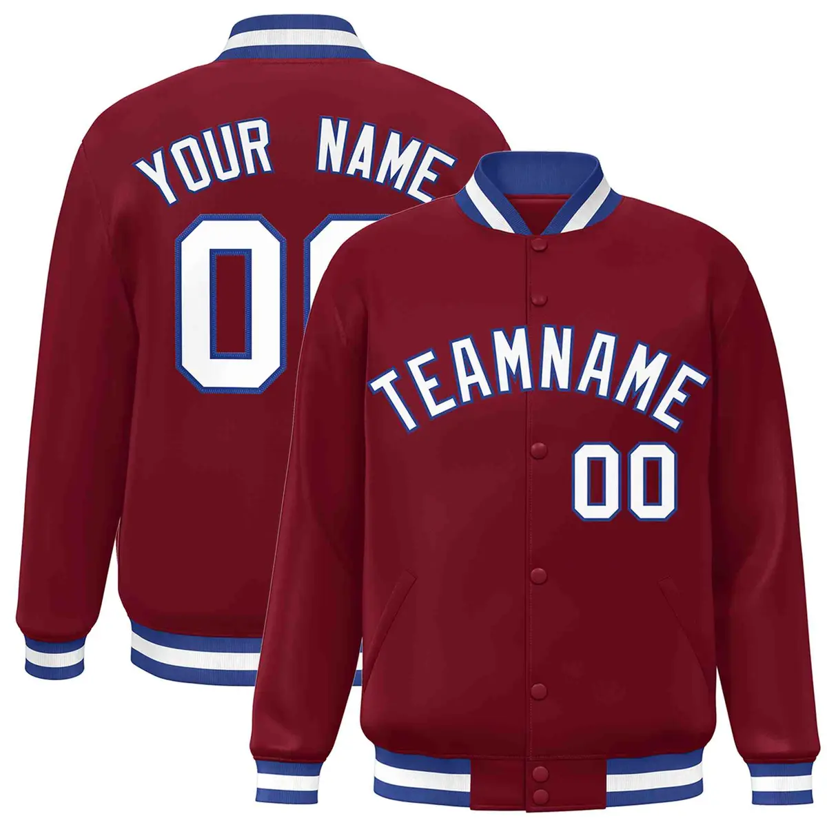 Crimson White-Royal Varsity Full-Snap Letterman Jacket