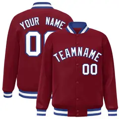 Crimson White-Royal Varsity Full-Snap Letterman Jacket 1