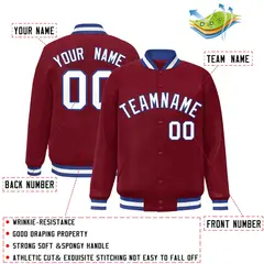 Crimson White-Royal Varsity Full-Snap Letterman Jacket 2