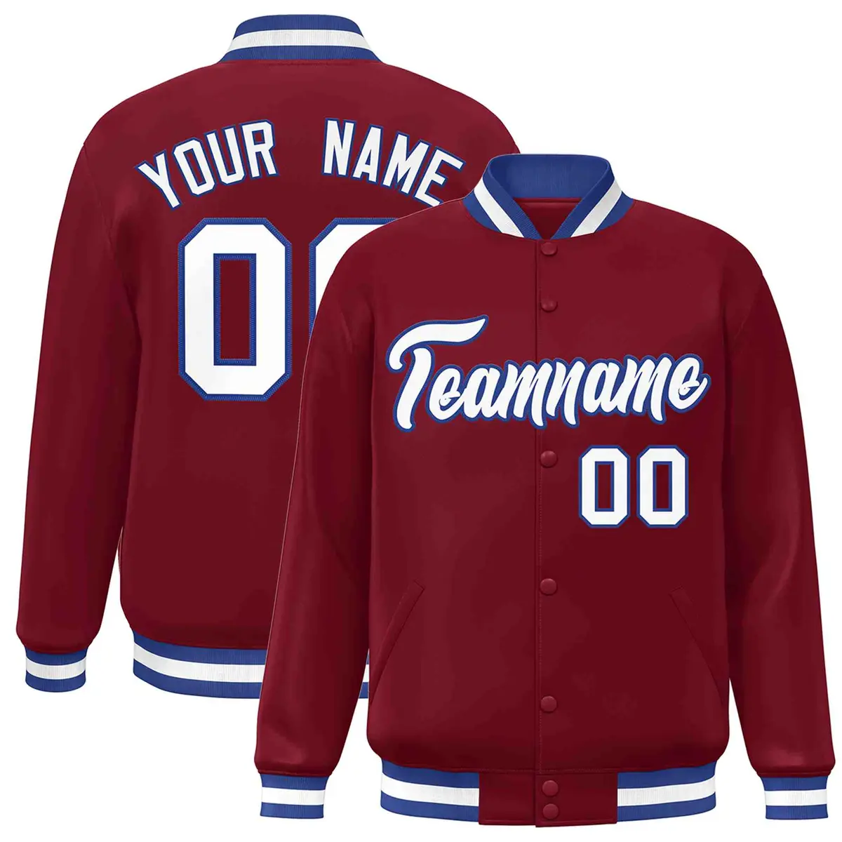 Crimson White-Royal Varsity Full-Snap Letterman Jacket