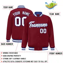 Crimson White-Royal Varsity Full-Snap Letterman Jacket 2