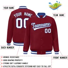 Crimson White-Royal Varsity Full-Snap Letterman Jacket 2