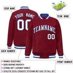 Crimson White-Royal Varsity Full-Snap Letterman Jacket 2