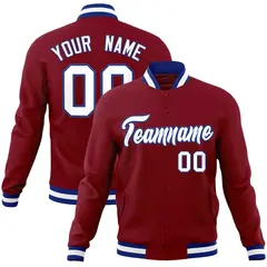 Crimson White-Royal Varsity Full-Snap Letterman Jacket 1