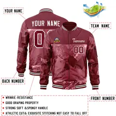 Crimson White Snow Mountain Varsity Letterman Bomber Jacket 2