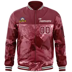 Crimson White Snow Mountain Varsity Letterman Bomber Jacket 3