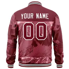 Crimson White Snow Mountain Varsity Letterman Bomber Jacket 4