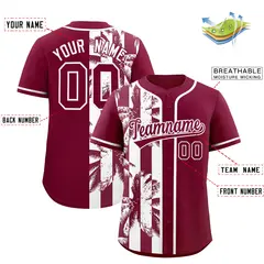 Crimson White Split Coconut Tree Baseball Jersey 2