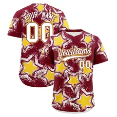 Crimson White Star Graffiti Baseball Jersey 1