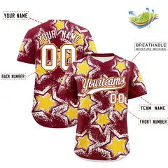 Crimson White Star Graffiti Baseball Jersey 2
