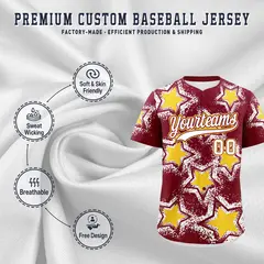 Crimson White Star Graffiti Baseball Jersey 3
