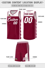 Crimson White Star Pattern Team Basketball Jersey 5