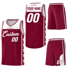 Crimson White Star Pattern Team Basketball Jersey 6