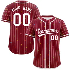 Crimson White Stripe Star Pattern Authentic Baseball Jersey 1