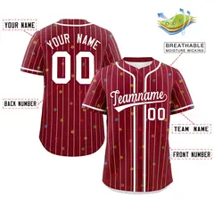 Crimson White Stripe Star Pattern Authentic Baseball Jersey 2