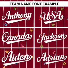 Crimson White Stripe Star Pattern Authentic Baseball Jersey 3